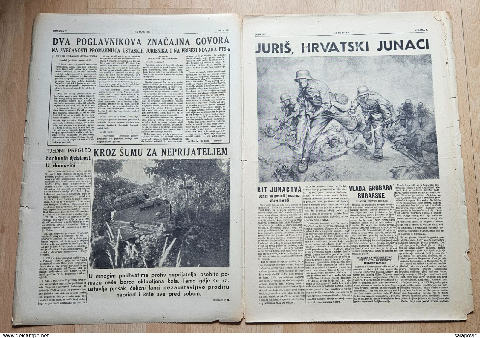 Hrvatski Vojnik 1944 Br. 50 NDH Ustasa Newspaper  Poglavnik Preuzeo Zapovjednistvo - Andere & Zonder Classificatie