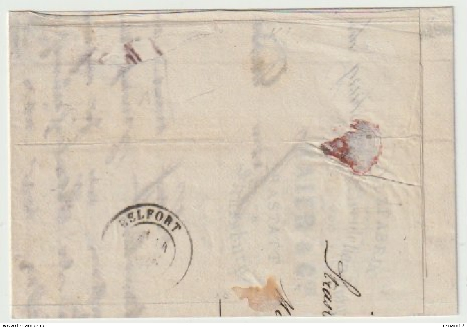1320p - STRASSBURG Pour BELFORT - Novembre 71 - 4 X 5 Ctes Alsace + Taxe Manuscrite 25 Ctes  - - War 1870