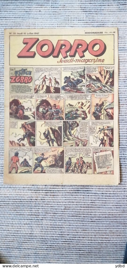 ZORRO  N° 58 Du 10JUILLET 1947 - Zorro