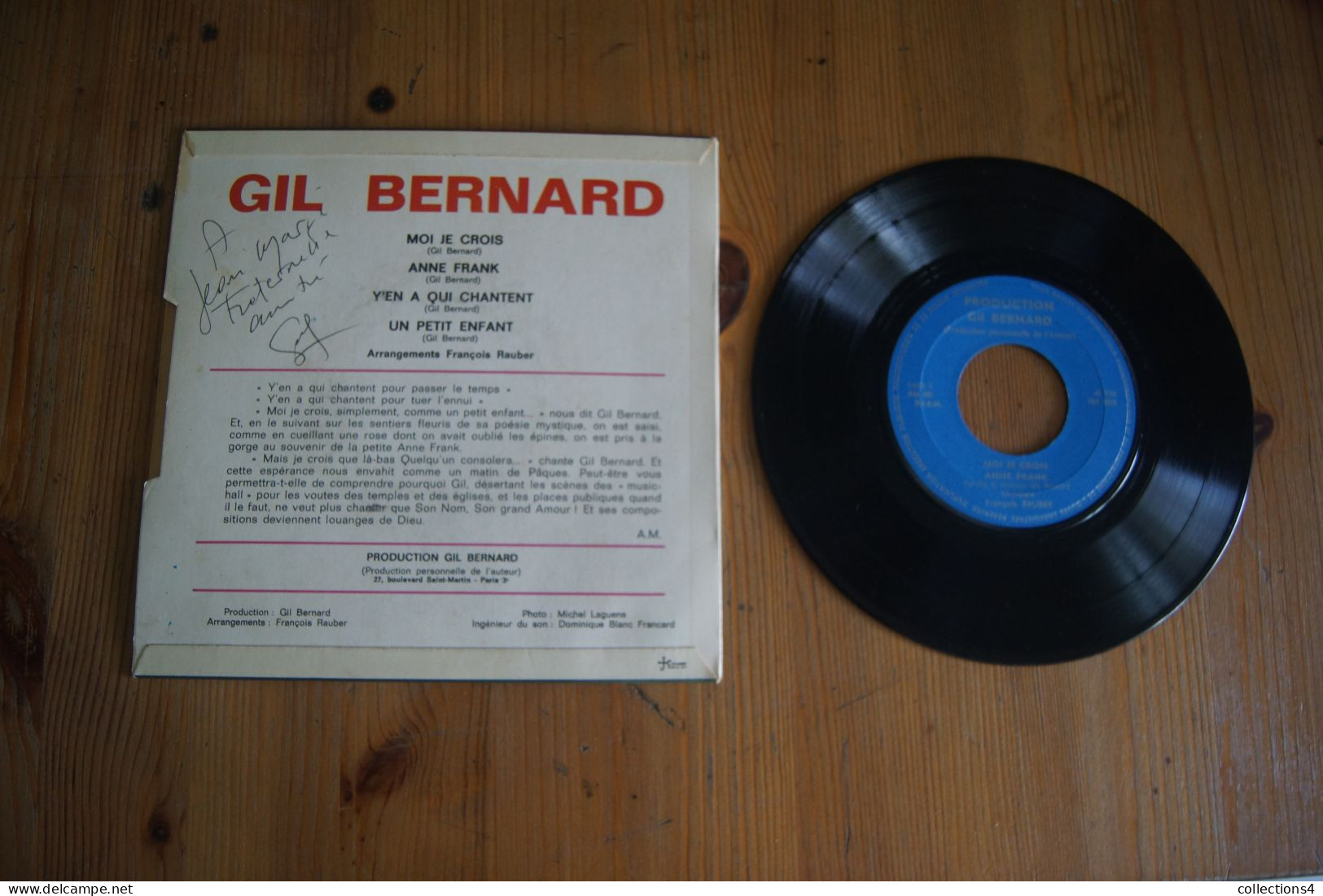 GIL BERNARD MOI JE CROIS  EP DEDICACE 1970 - 45 Toeren - Maxi-Single