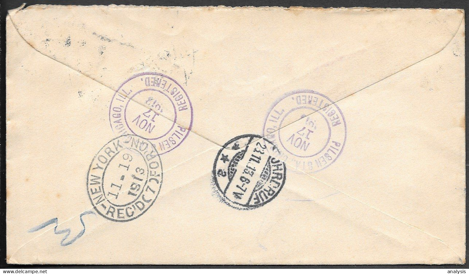 USA Chicago Registered Uprated 2c Postal Stationery Cover Mailed To Ohrdruf Germany 1913 - Lettres & Documents
