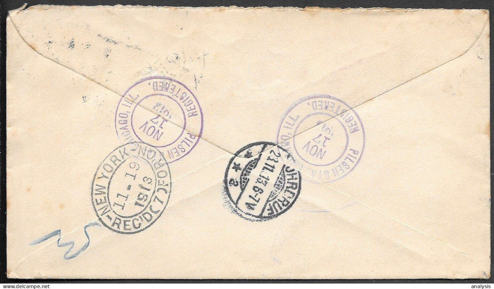 USA Chicago Registered Uprated 2c Postal Stationery Cover Mailed To Ohrdruf Germany 1913 - Storia Postale