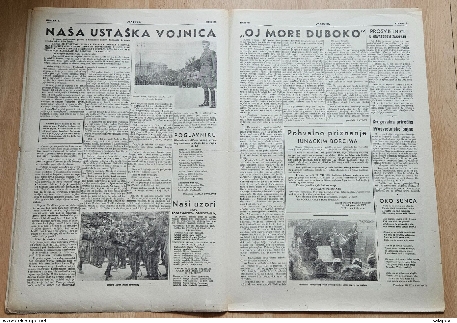 Hrvatski Vojnik 1944 Br. 39 NDH Ustasa Newspaper  Admiral Nikola Steinfl, General Sertic - Altri & Non Classificati