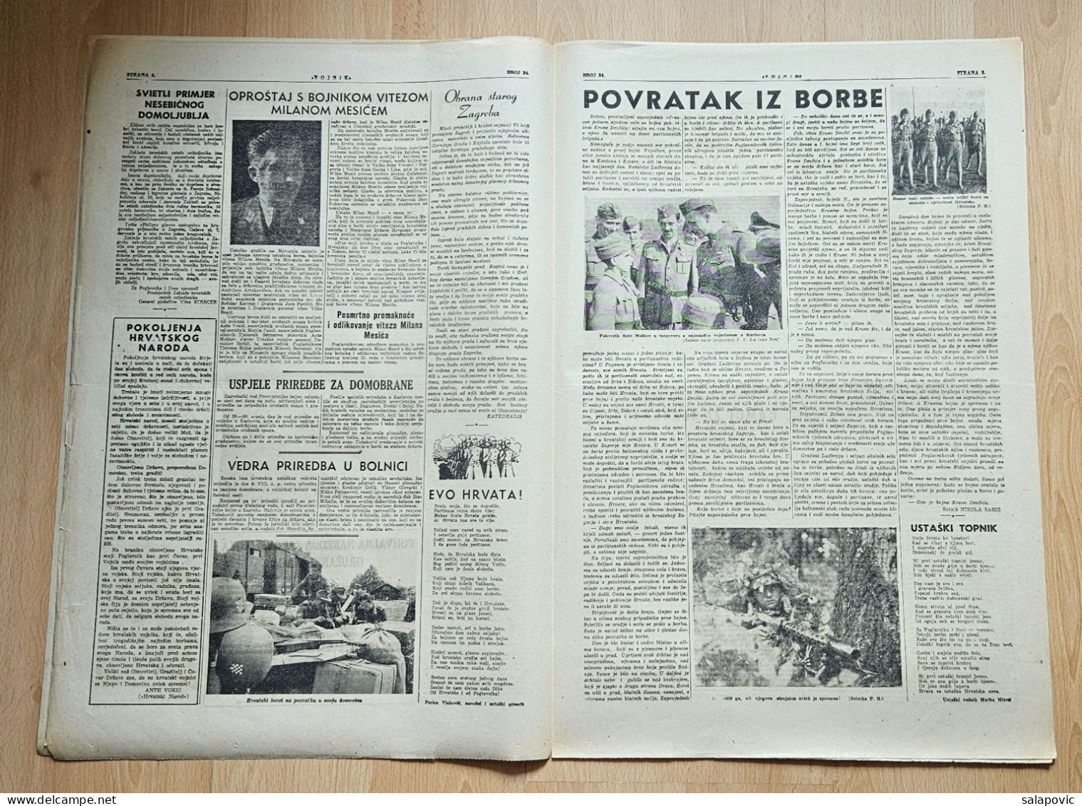 Hrvatski Vojnik 1944 Br. 34 NDH Ustasa Newspaper  General-porucnik Franjo Šimić, Pukovnik Ante Moskov - Sonstige & Ohne Zuordnung