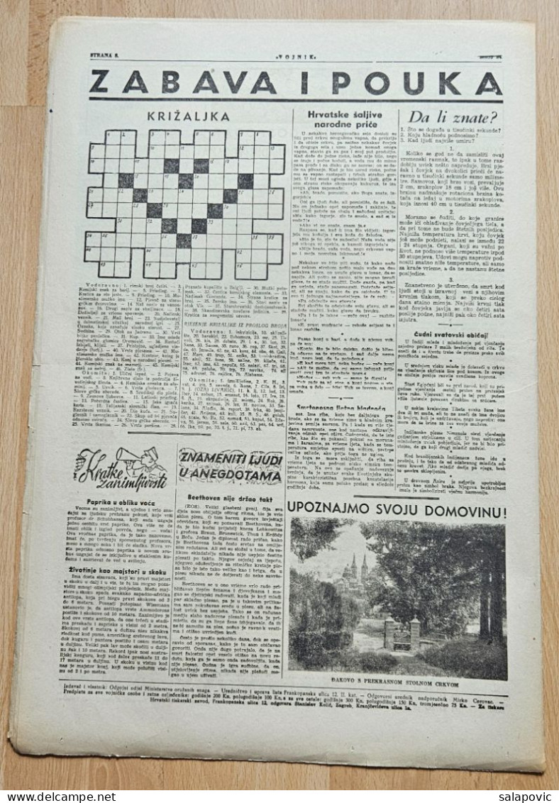 Hrvatski Vojnik 1944 Br. 34 NDH Ustasa Newspaper  General-porucnik Franjo Šimić, Pukovnik Ante Moskov - Sonstige & Ohne Zuordnung