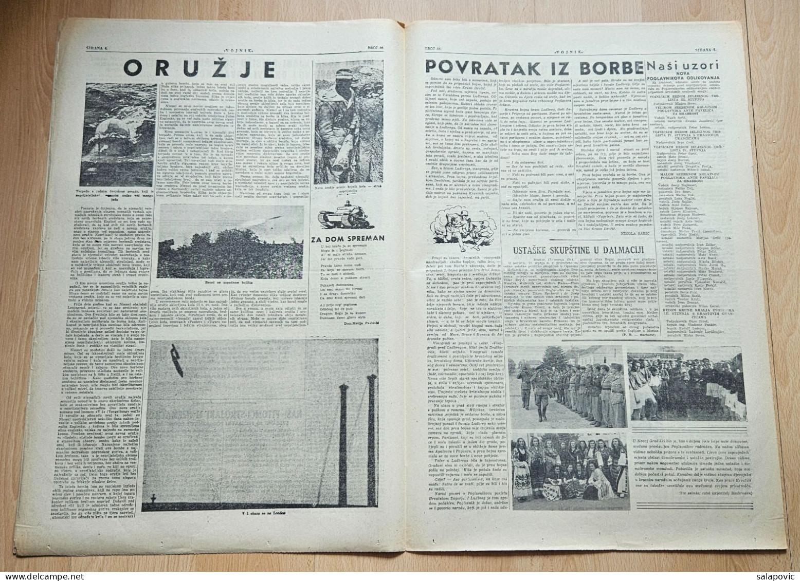 Hrvatski Vojnik 1944 Br. 33 NDH Ustasa Newspaper  Konavle Prisega Ustaša, Nova Gradiska Proslava Poglavnikovog Rodendana - Otros & Sin Clasificación