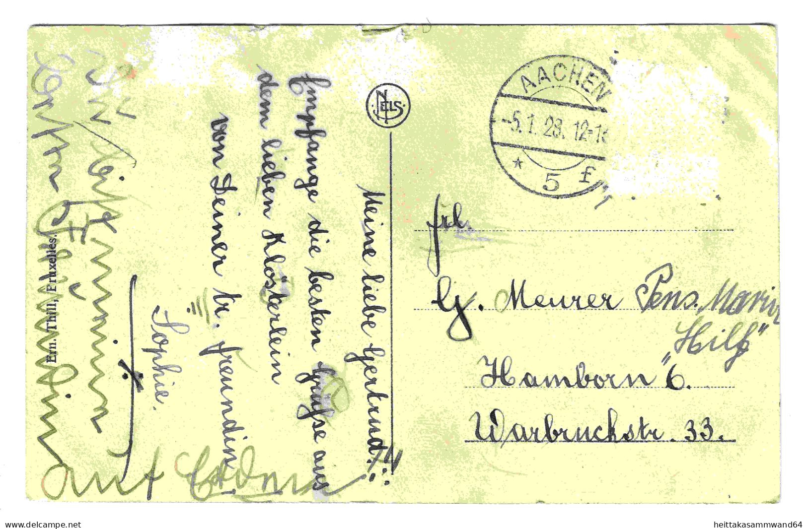 AK GEMMENICH Pensionnat N. - D. Auxillatrice - Entrée Principale-5.1.28. 12 - 13 AACHEN 5 F Nach Hamborn 6 - Blieberg