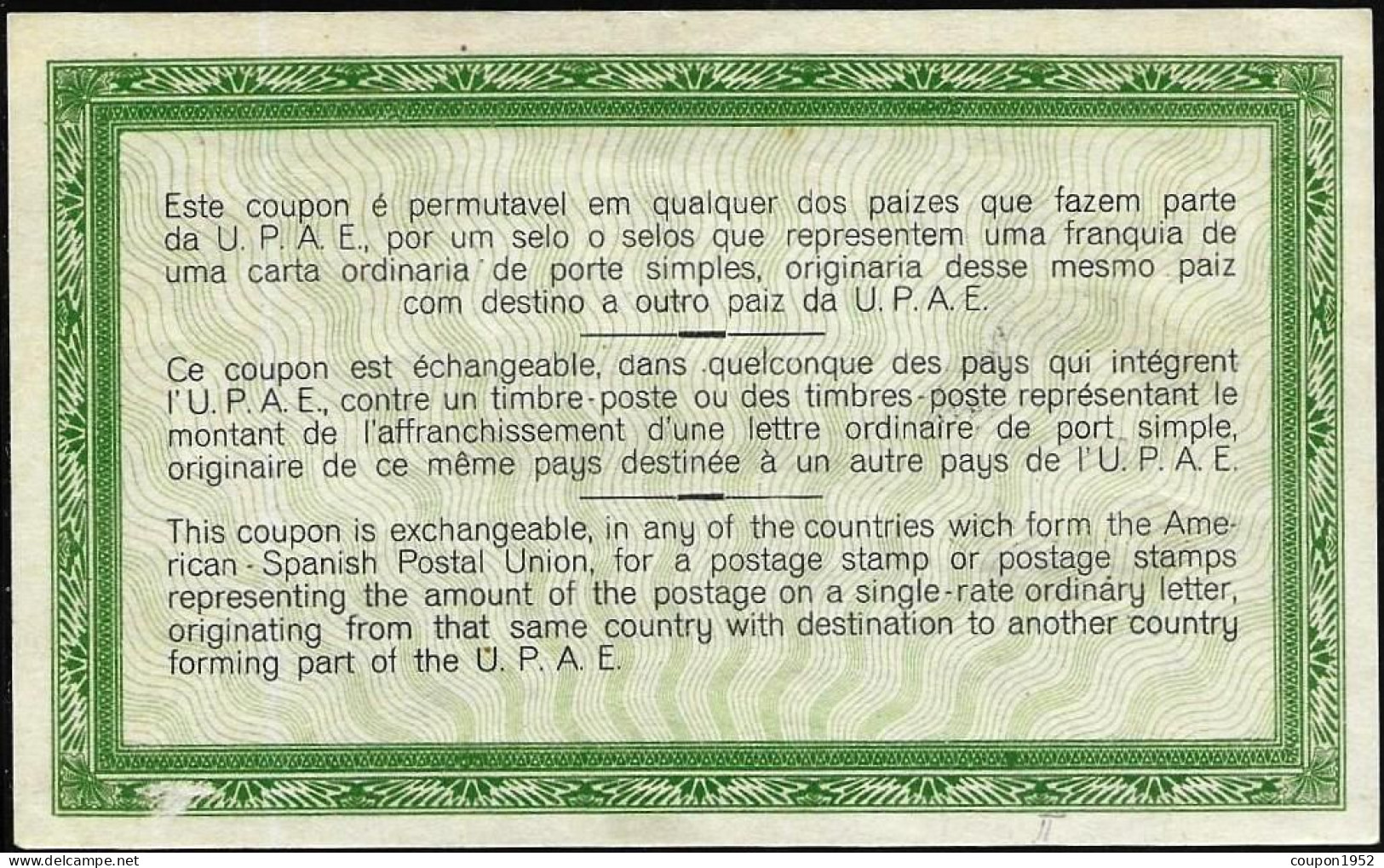 Cuba 13-2-1951. Coupon Reponse Reply Coupon UPAE II Tipo. Timbro Ben Leggibile. Raro (40). - Altri & Non Classificati