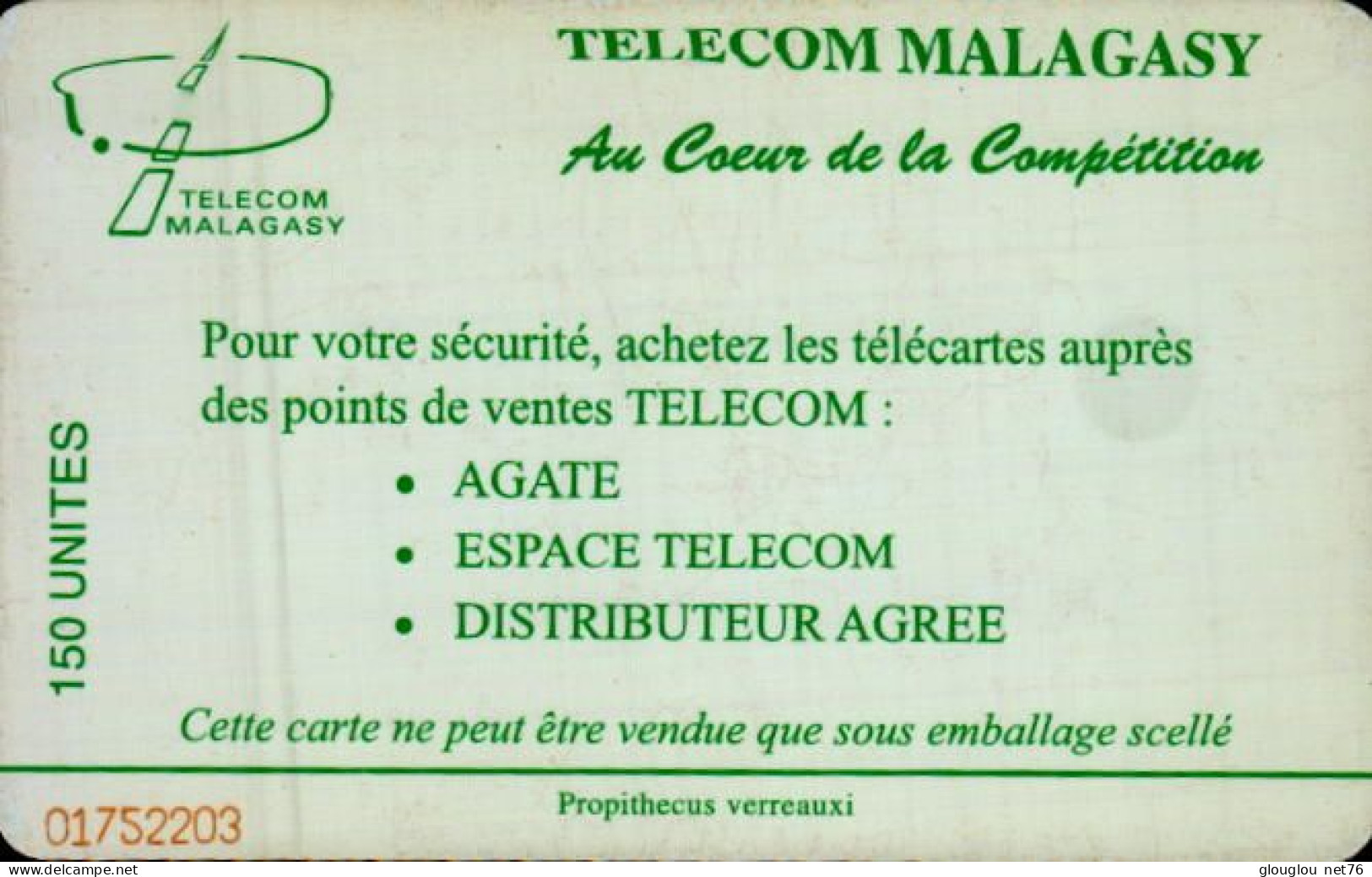 TELECARTE 150 Unites   TELECOM MALGASY S.A. - Madagascar