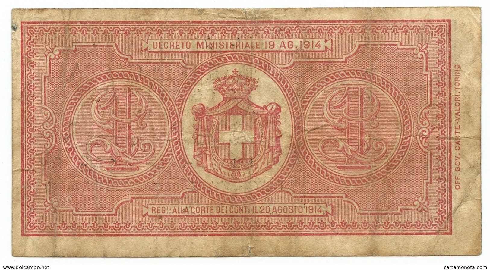 1 LIRA DIAZ VENEZIA GIULIA E TRIDENTINA TERRE REDENTE 21/09/1914 QBB - Autres & Non Classés