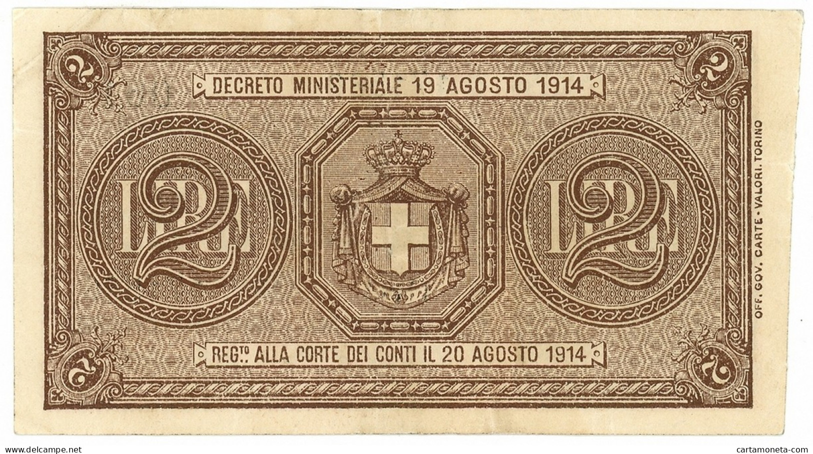 2 LIRE DIAZ VENEZIA GIULIA E TRIDENTINA TERRE REDENTE 21/09/1914 BB/SPL - Otros & Sin Clasificación