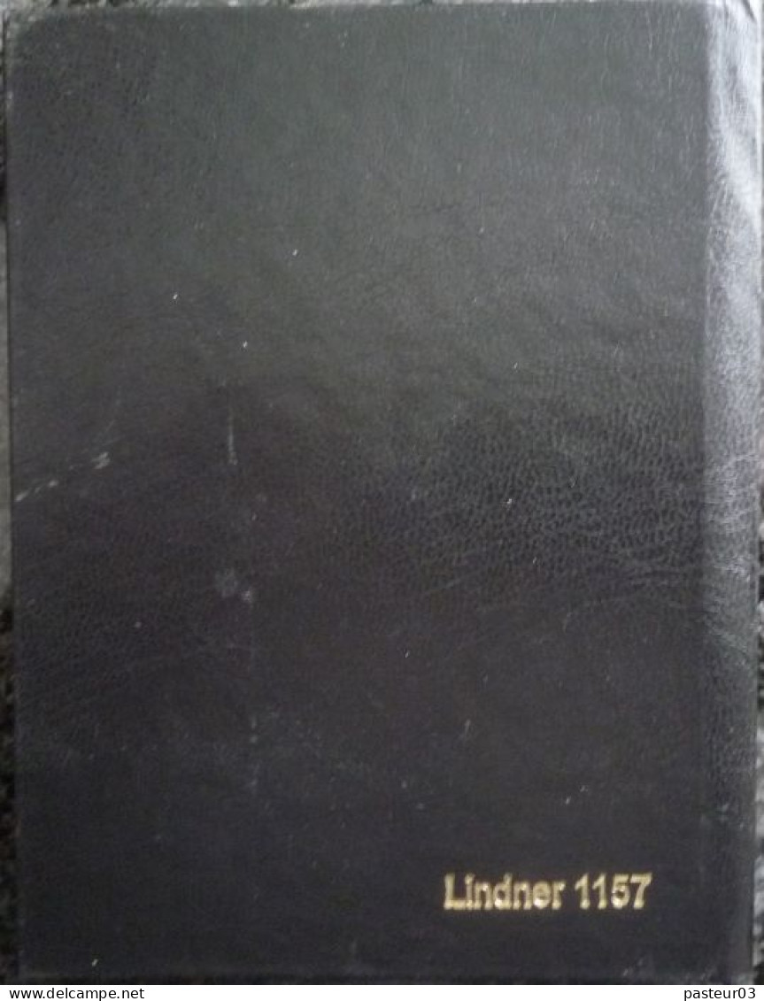 Album Lindner Ref. 1157 Format 11,8 X 16 Cms 12 Pages 5 Bandes Fond Blanc Couverture Noire Marqué Demi Lune Philatélie - Petit Format, Fond Blanc