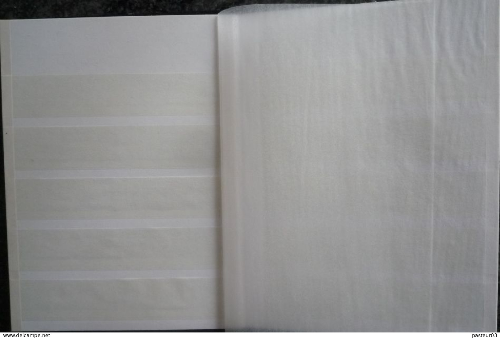 Album Lindner Ref. 1157 Format 11,8 X 16 Cms 12 Pages 5 Bandes Fond Blanc Couverture Noire Marqué Demi Lune Philatélie - Klein, Grund Weiß
