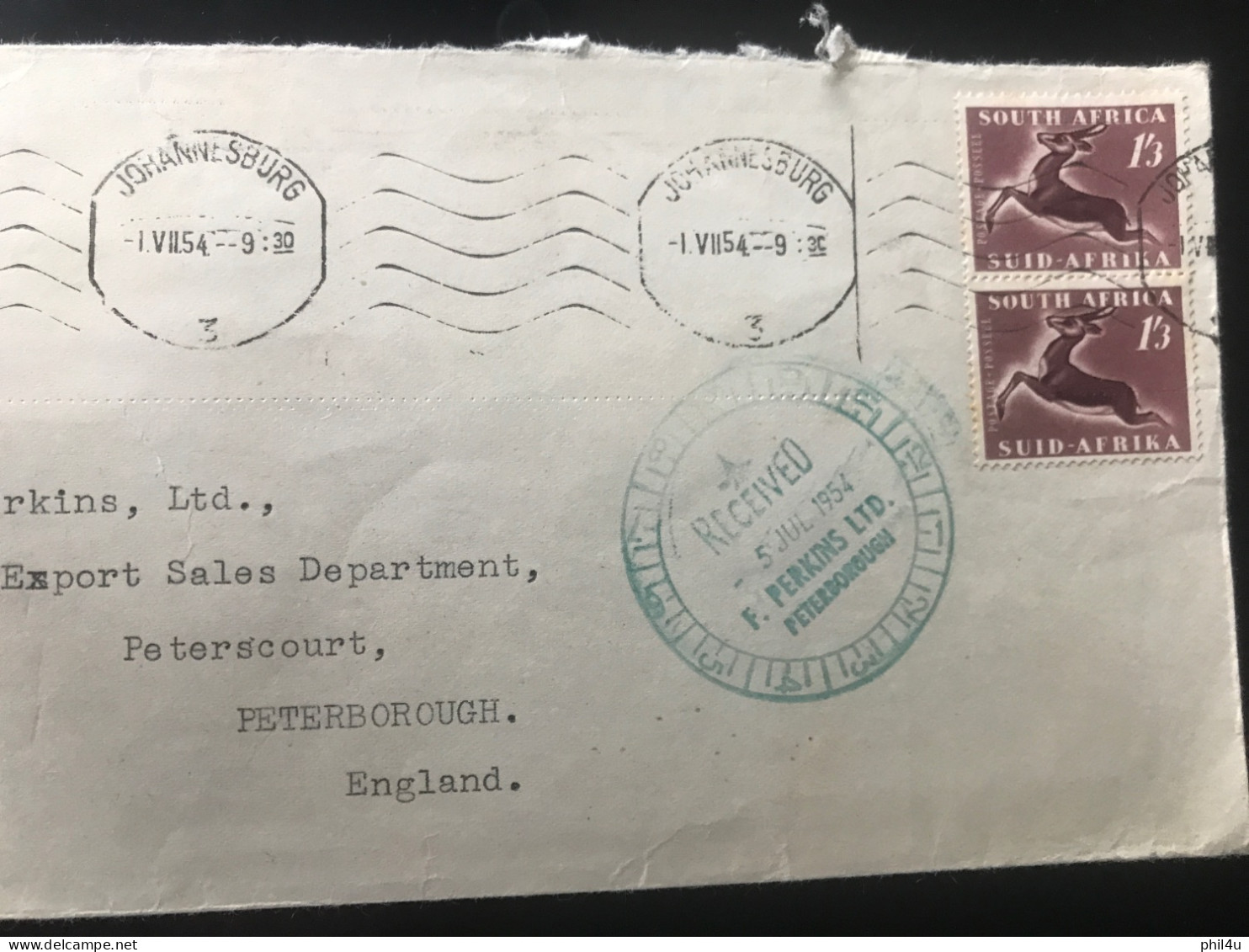 South Africa Stamps Large Size Cover Post Mark In Green Received Interesting See Photos - Covers & Documents