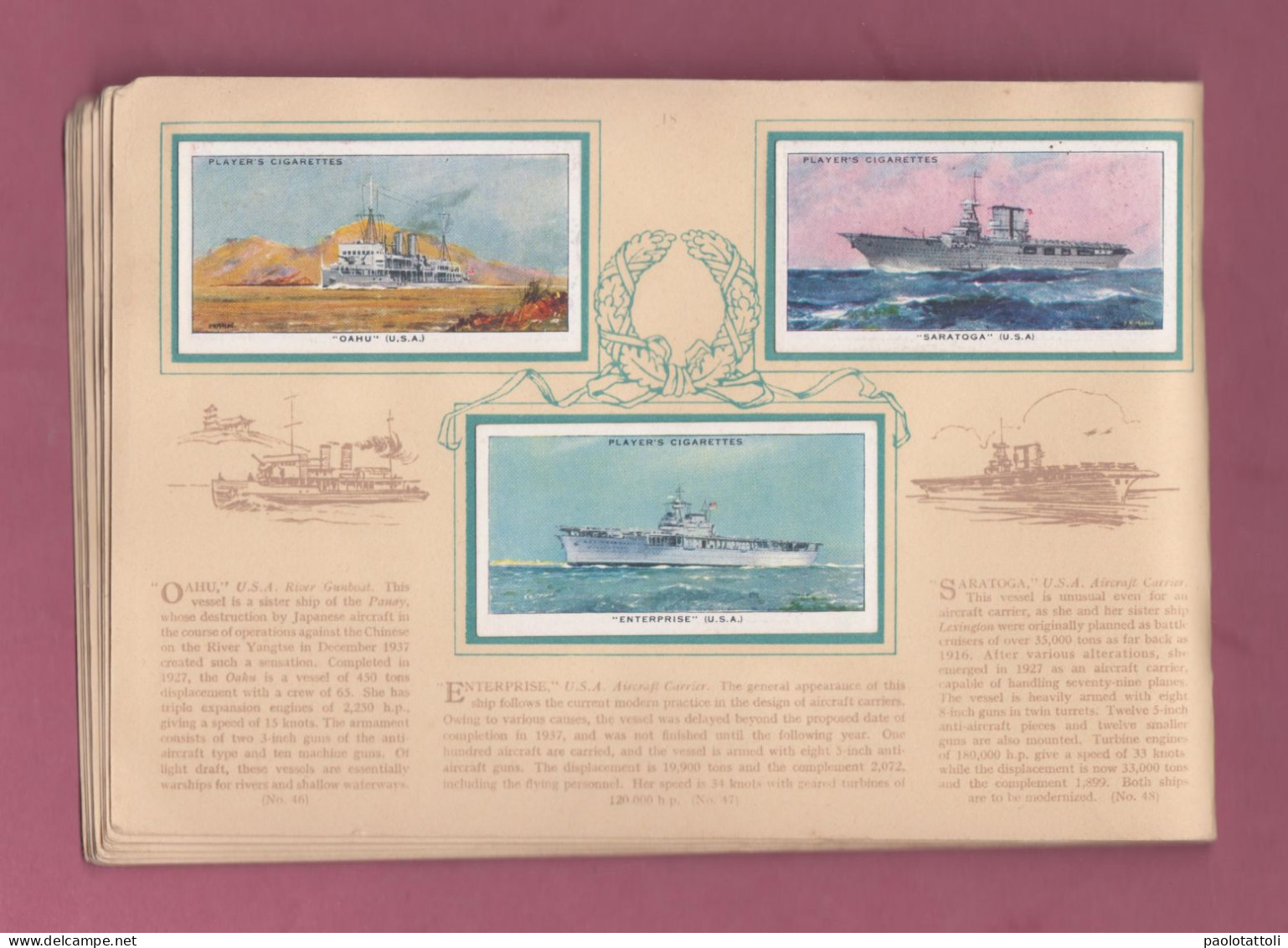 Album figurine sigarette, Completo- album of sigarette picture cards- Modern naval craft issued on 1939 by John Player