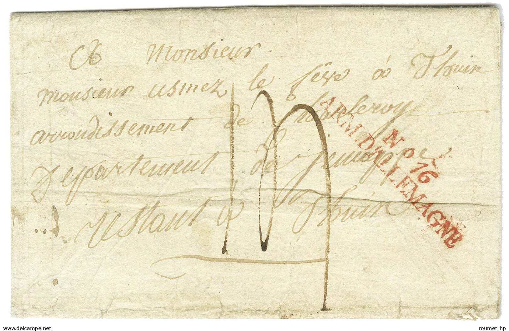 N° 16 / ARM D'ALLEMAGNE Rouge Sur Lettre Avec Texte Daté De Glogau (Silésie Du Sud) Le 25 Février 1812 Pour Thuin (Dépar - Armeestempel (vor 1900)