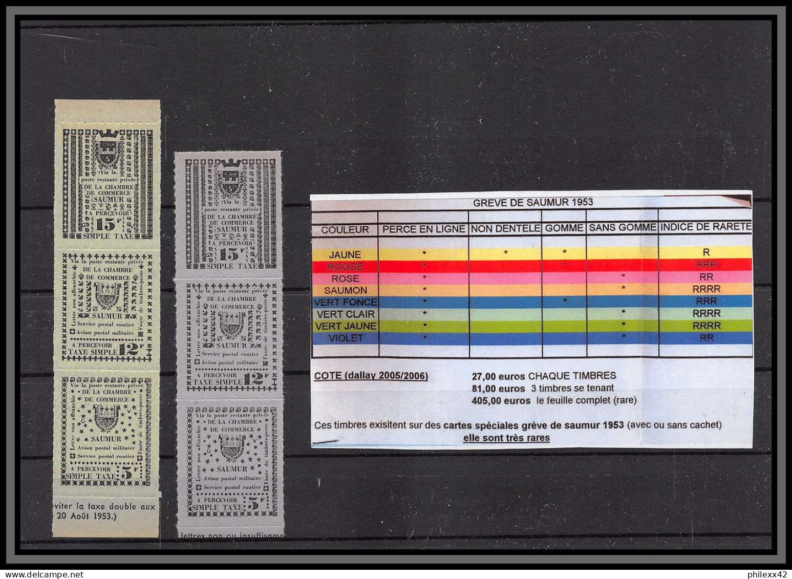 Départ 1 Euro - 85618/ Collection De Timbres De Grève - Saumur 1953 Bel Ensemble Cote +/- 1000 Euros - France - Colecciones Completas