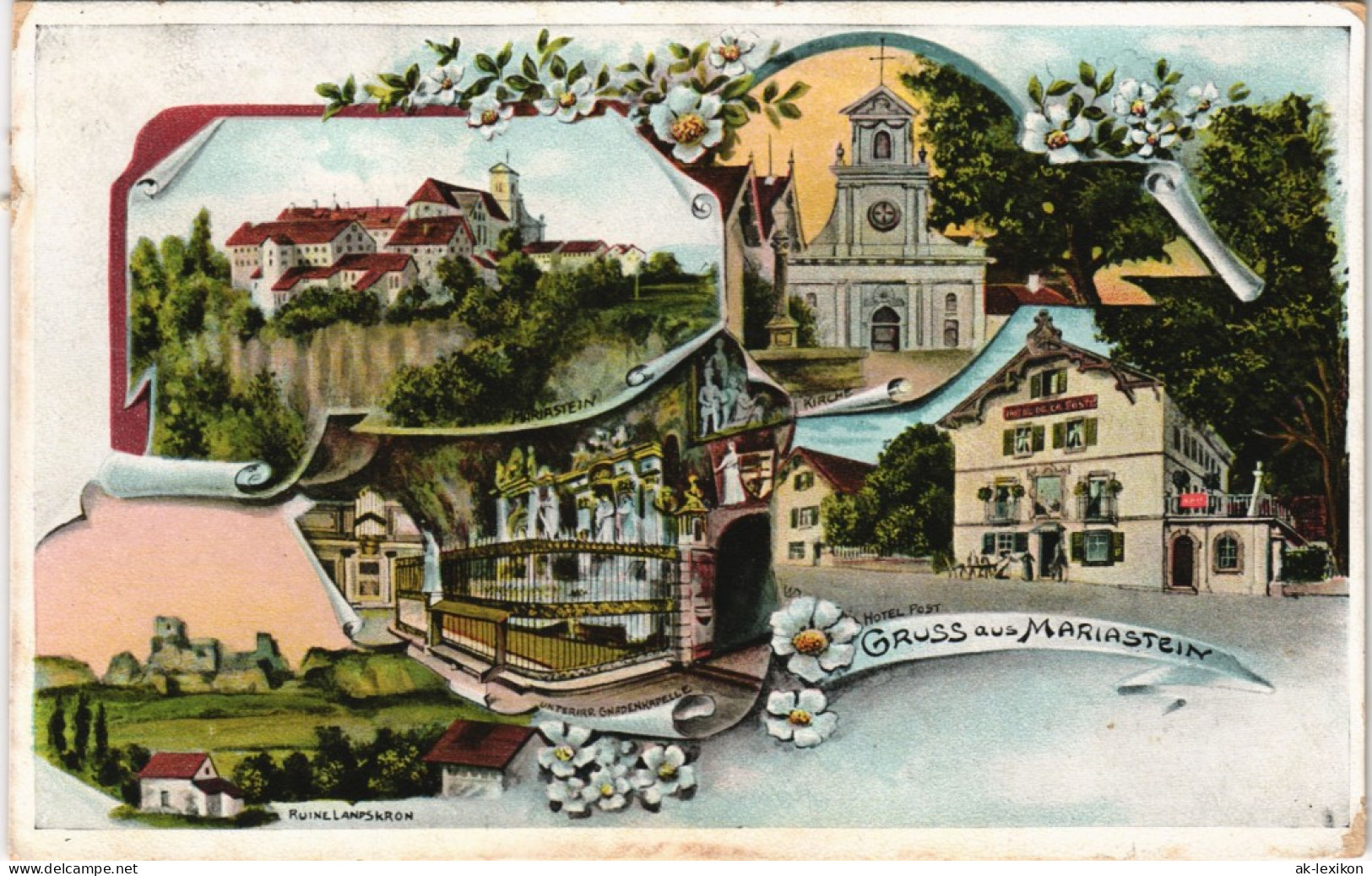 Ansichtskarte Litho AK Metzerlen-Mariastein Burg, Hotel, Ruine Landskron 1908 - Andere & Zonder Classificatie