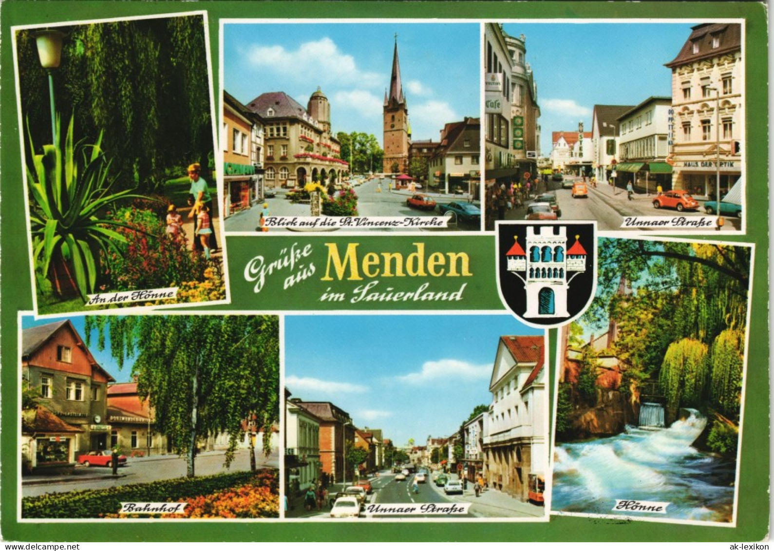 Menden (Sauerland) Mehrbild-AK Stadtteilansichten, Strassen, Bahnhof 1975 - Menden