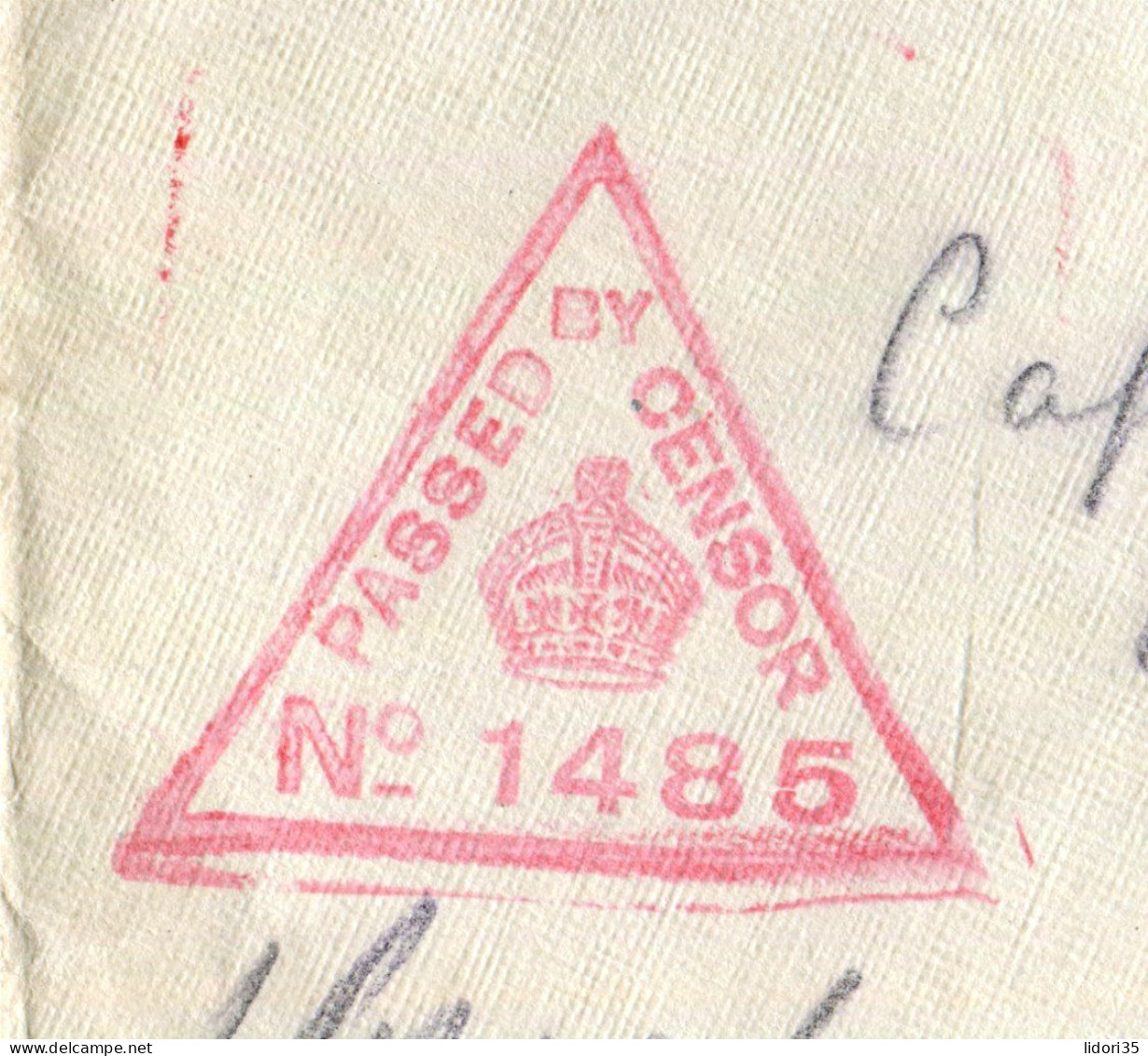 "GROSSBRITANIEN" 1915, Brief Mit "ZENSUR" (roter Dreieckstempel "PASSED BY CENSOR") (L2188) - Storia Postale