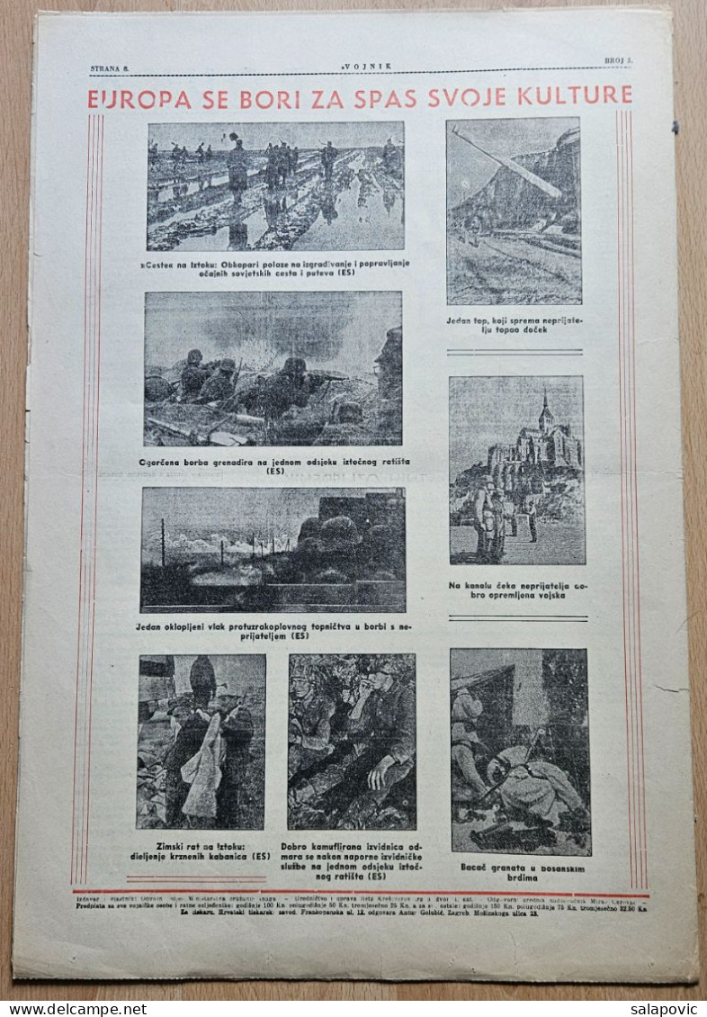 Hrvatski Vojnik 1944 Br. 5 NDH Ustasa Newspaper Bojnik Juraj Bobinac, Osijecki Vod Prosvjetnicke Bojne - Sonstige & Ohne Zuordnung