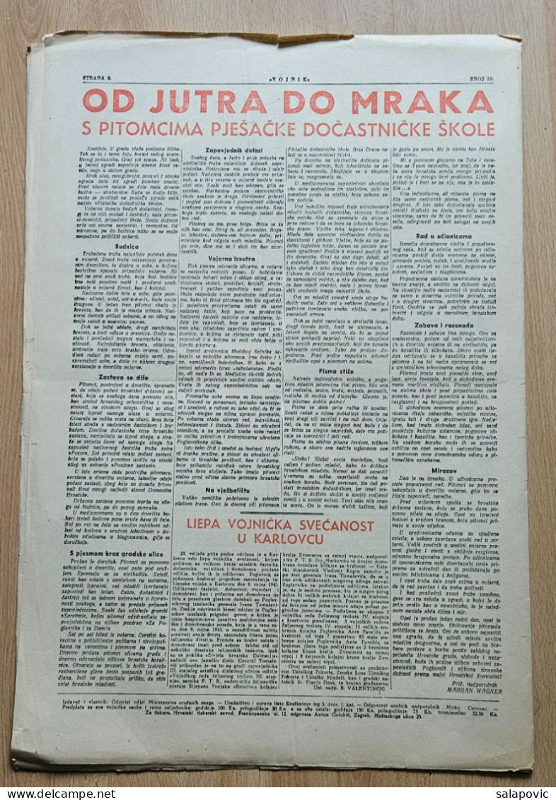 Hrvatski Vojnik 1944 Br. 10 NDH Ustasa Newspaper Ante Pavelic, Teroristicki Napad Zracnih Gangstera Na Zagreb - Altri & Non Classificati