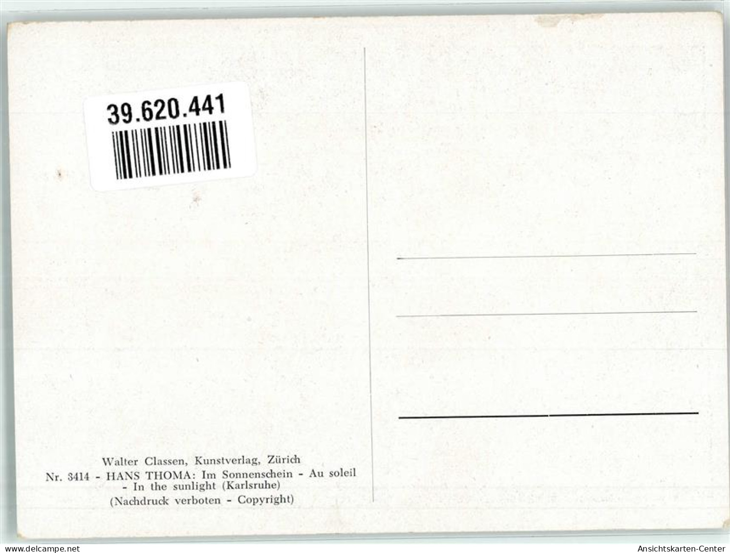 39620441 - Im Sonnenschein Frau Walter Classen Kunstverlag Nr. 3414 - Thoma, Hans