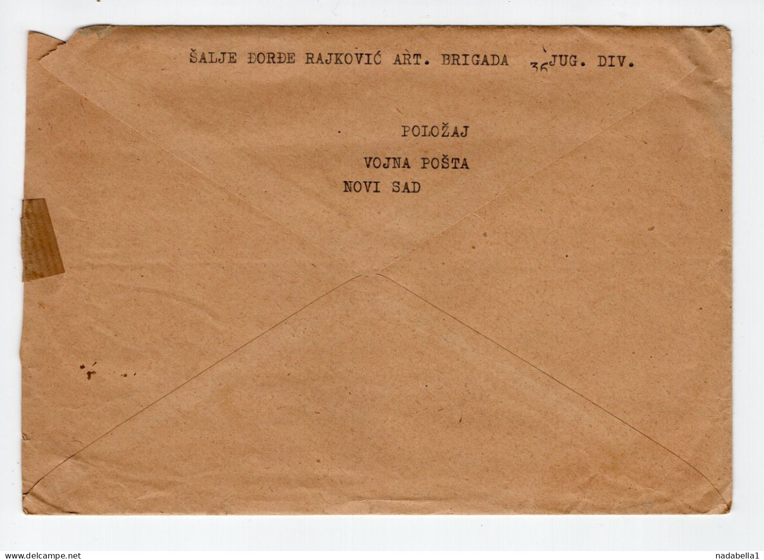 3.4.1945. YUGOSLAVIA,PARTIZAN MAIL,CENSOR,36 DIVISION,FROM FRONT LINE,AUSTRIA? DAMAGED COVER TO SERBIA,LETTER INSIDE - Covers & Documents