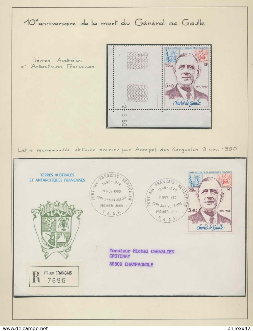 059 Charles De Gaulle - Neuf ** MNH Terres Australes Taaf 60 10eme Anniversaire De La Mort Du Général Feuilles (sheets) - Neufs