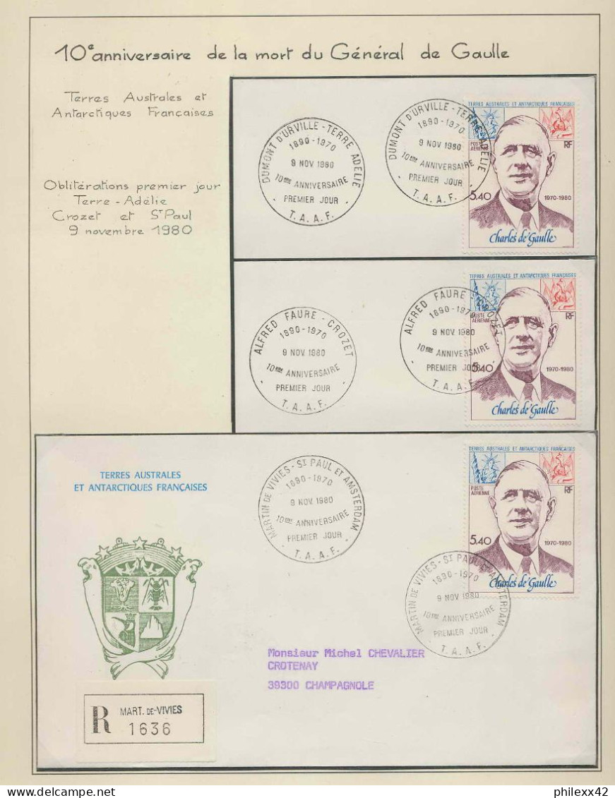 059 Charles De Gaulle - Neuf ** MNH Terres Australes Taaf 60 10eme Anniversaire De La Mort Du Général Feuilles (sheets) - Unused Stamps