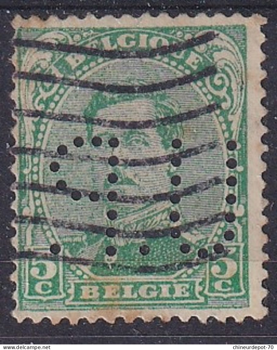 Perforé U.P. Roi Albert 1er 5c - 1909-34
