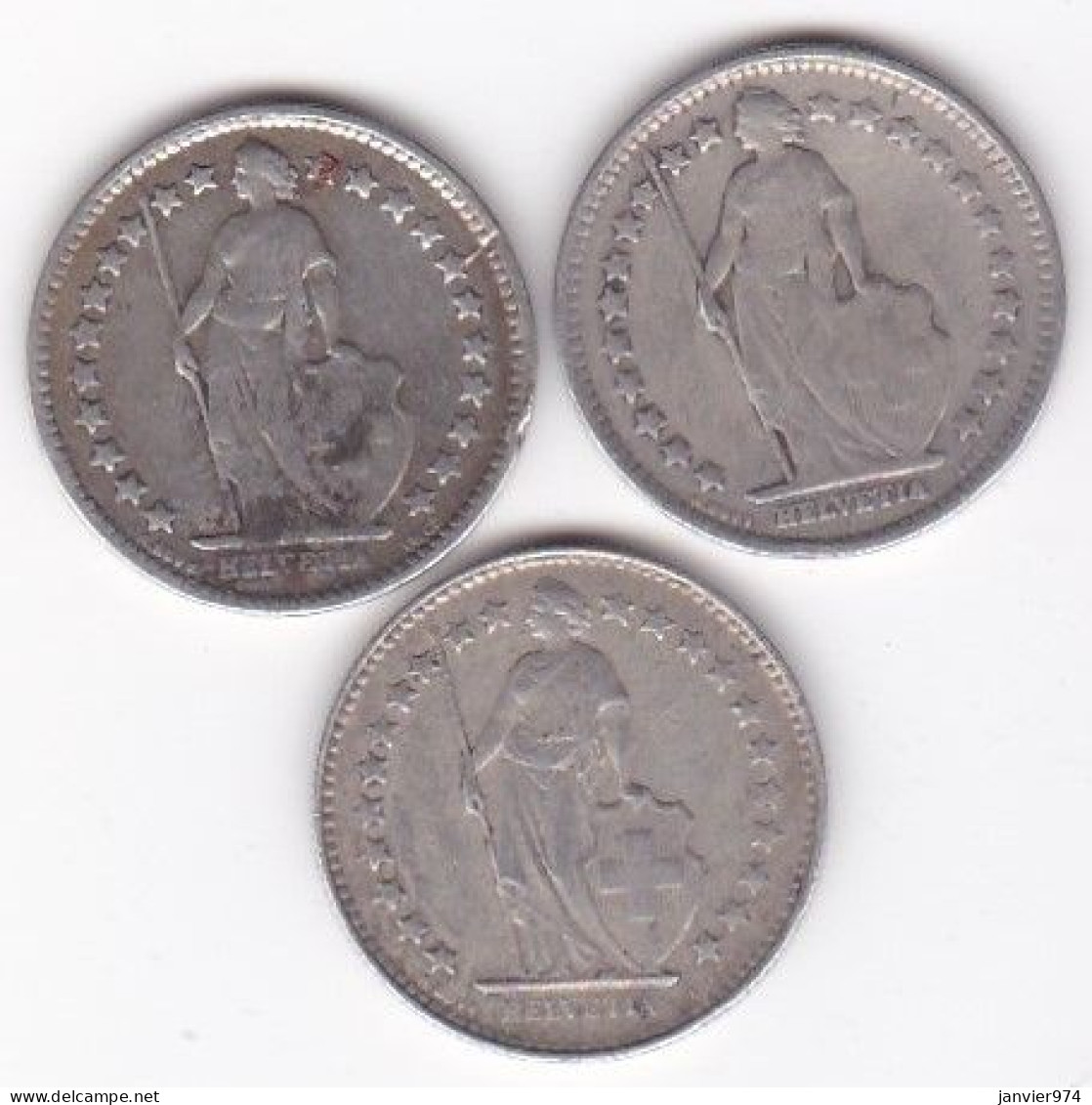 Suisse Lot De 3 Pièces 1/2 Franc En Argent - 1/2 Franc