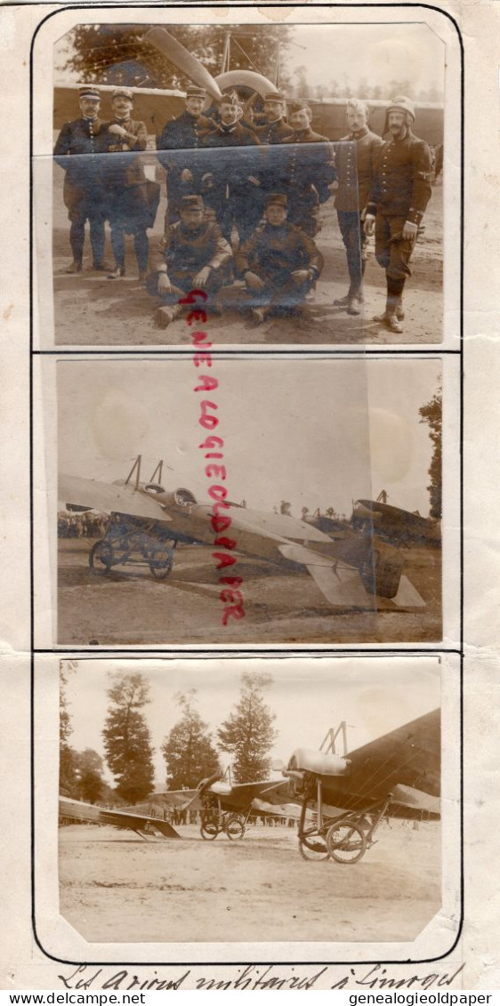 87- LIMOGES- TROIS MODELES AVIONS MILITAIRES-  FETE AVIATION 1913-RARES PHOTOS ORIGINALES - Europa