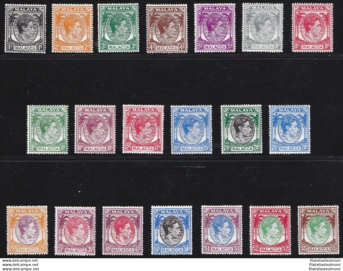 1949-52 MALACCA - Stanley Gibbons N. 3-17 - Serie Di 20 Valori - MNH** - Andere & Zonder Classificatie