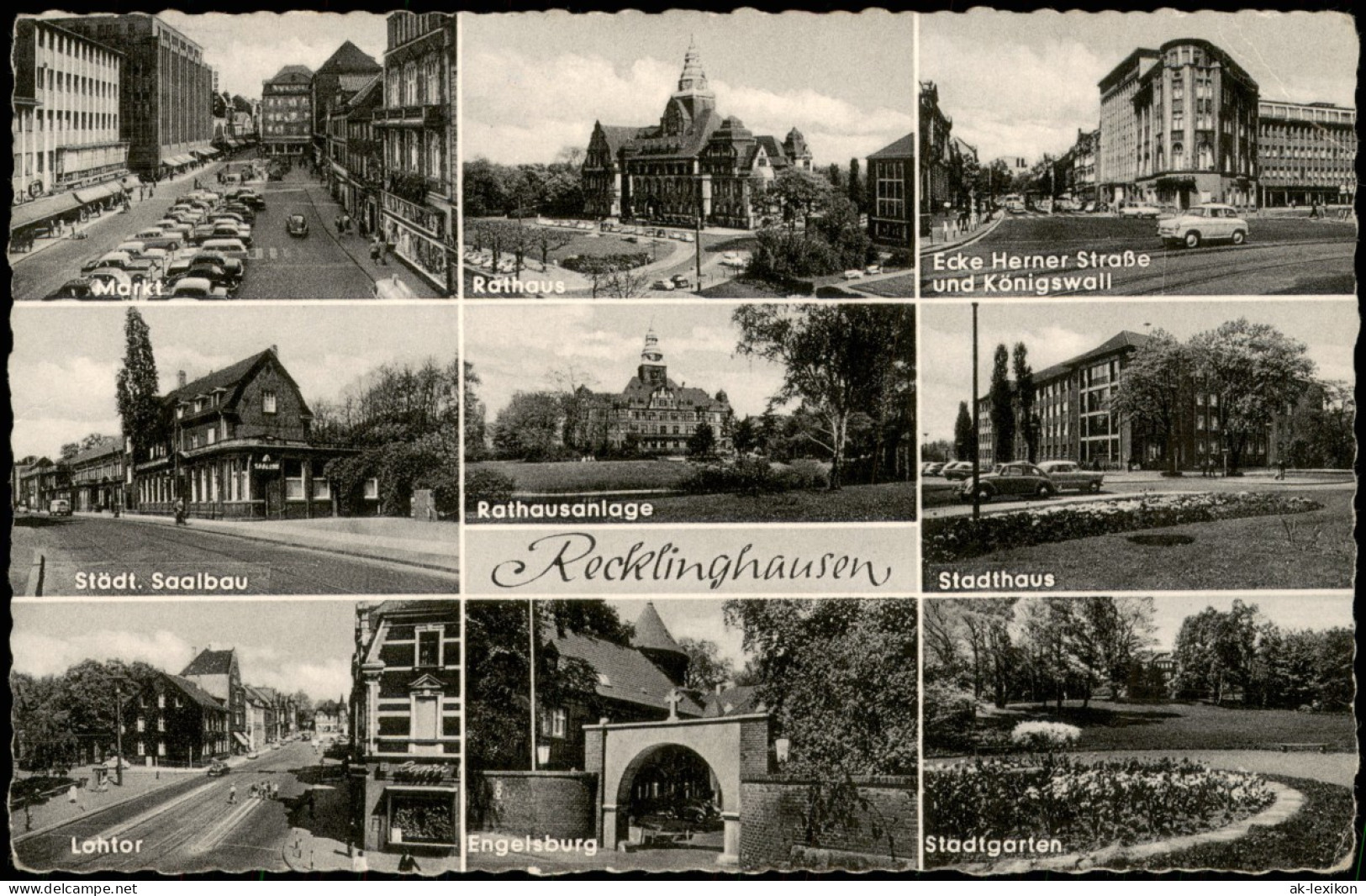 Recklinghausen Mehrbild-AK Mit Stadthaus, Markt, Lohtor, Engelsburg Uvm. 1961 - Recklinghausen