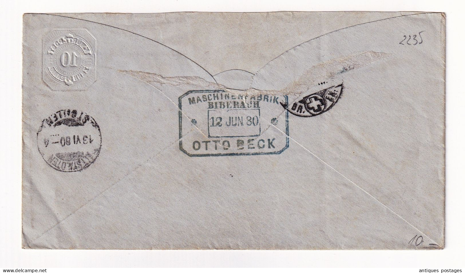 Deutschland Biberach 1880 Wurtemberg Deutschland Otto Beck Maschinenfabrik - Postal  Stationery