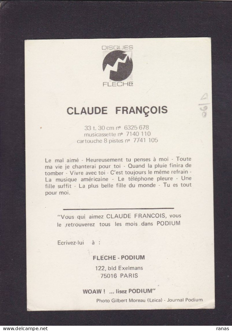 Autographe Signature Chanteur Claude François Voir Dos - Singers & Musicians