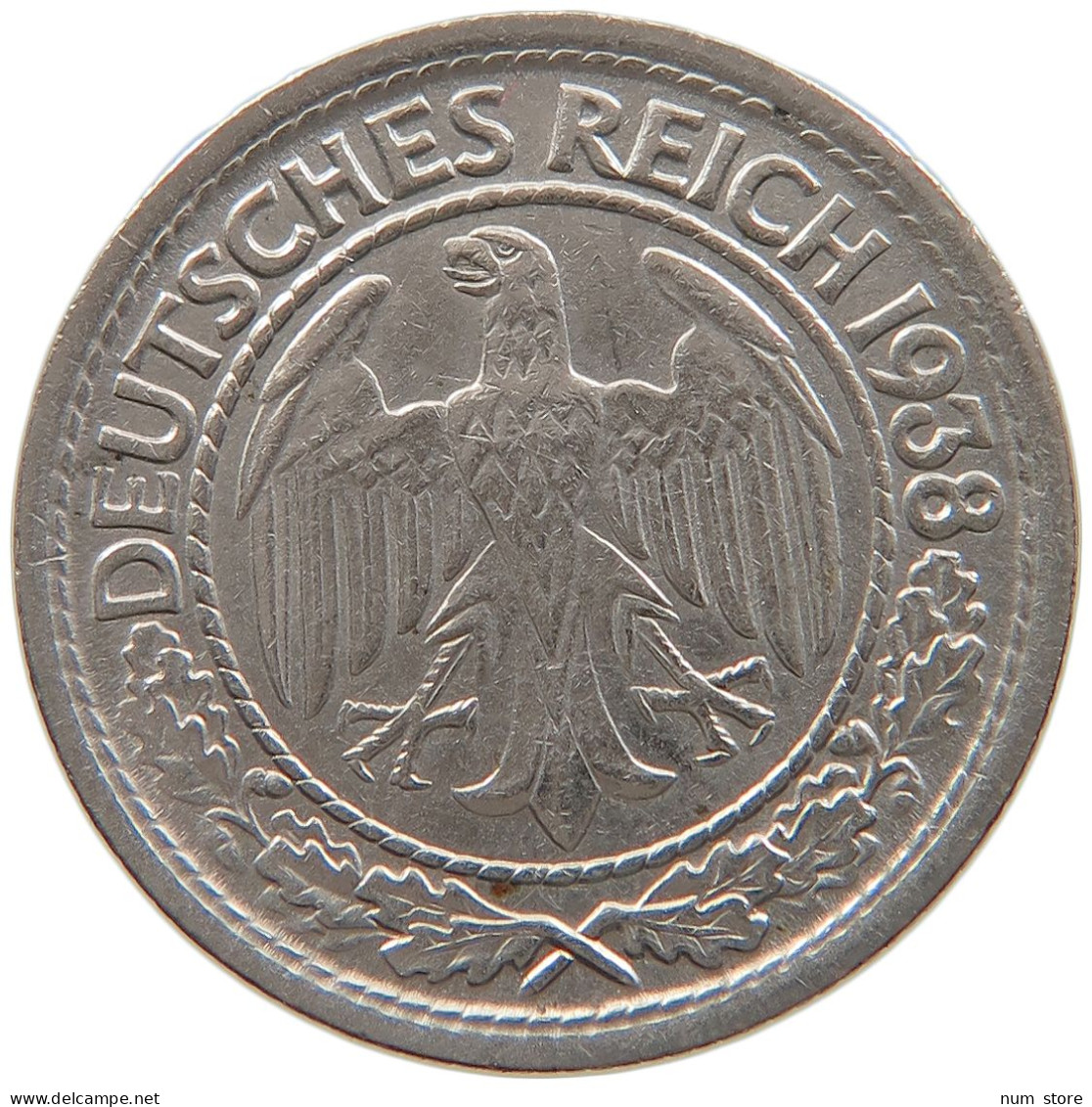 GERMANY 50 REICHSPFENNIG 1938 J #s110 0633 - 50 Reichspfennig