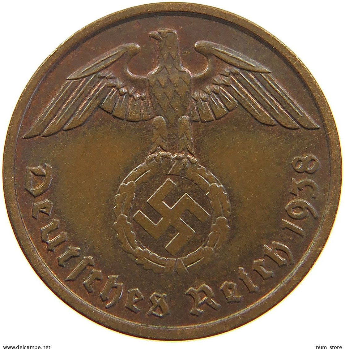 GERMANY 2 REICHSPFENNIG 1938 A #s109 0803 - 2 Reichspfennig