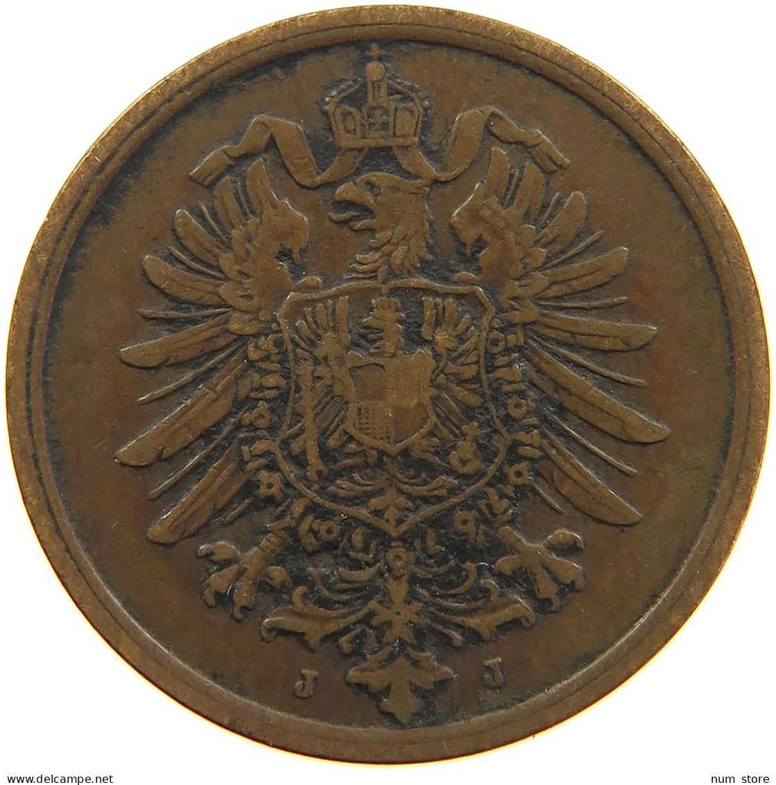 GERMANY EMPIRE 2 PFENNIG 1875 J #s109 0959 - 2 Pfennig