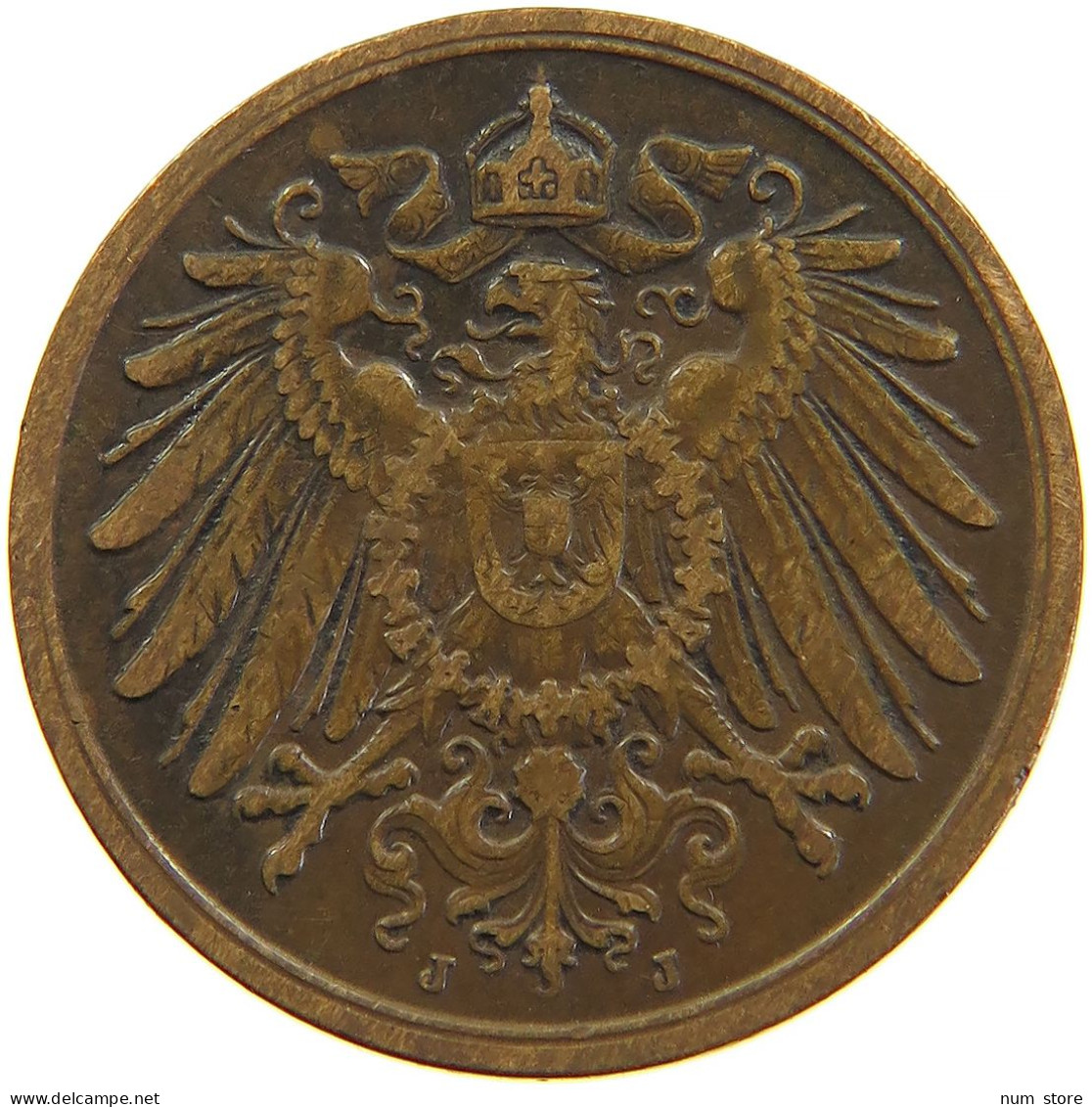 GERMANY EMPIRE 2 PFENNIG 1906 J #s109 0965 - 2 Pfennig