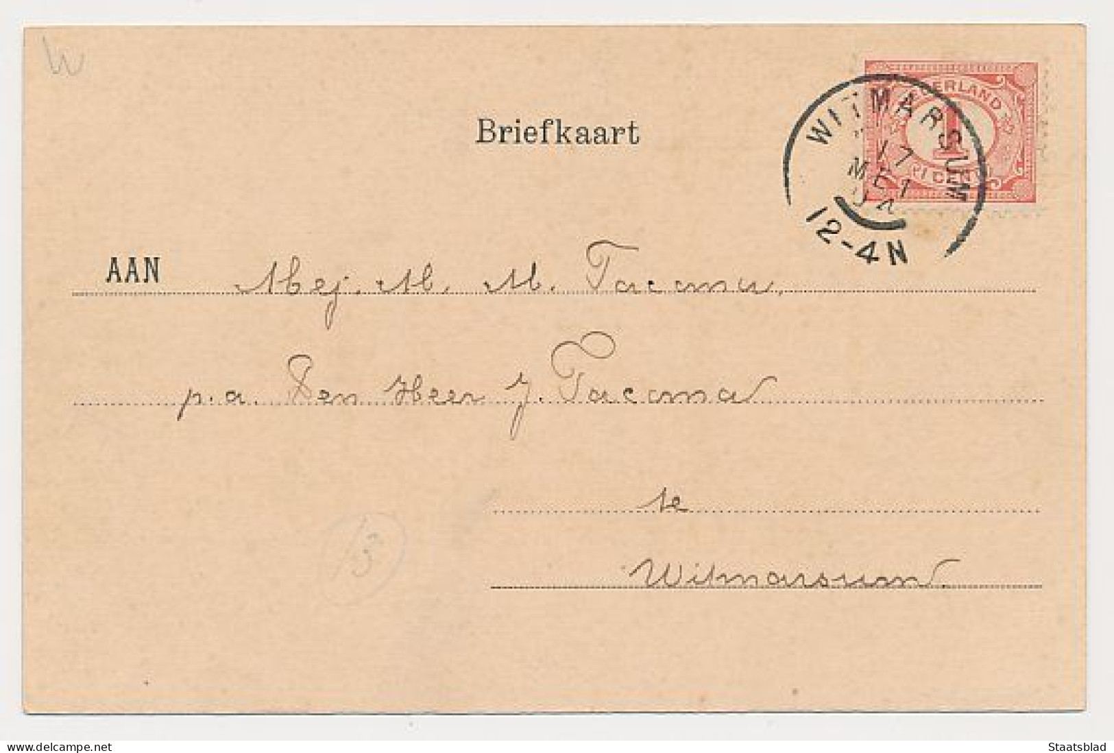 36- PBK Leeuwarden 1904 - Willemskade Grootrondstempel Witmarsum - Leeuwarden