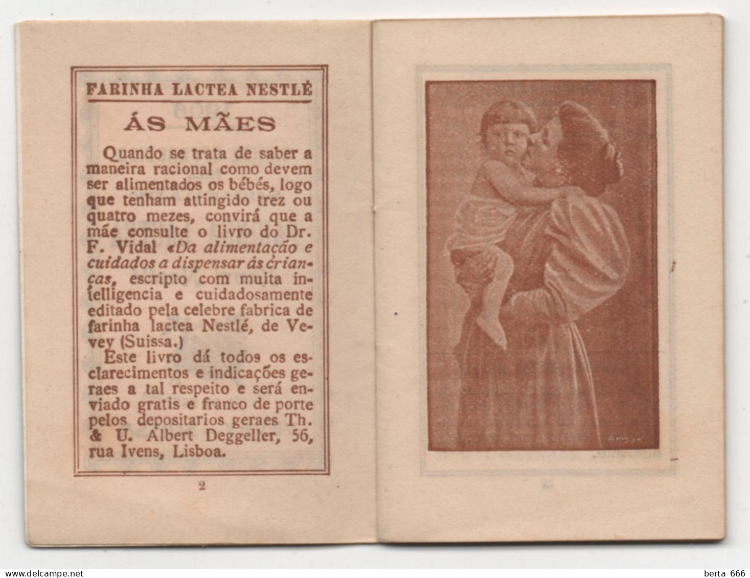 Calendário Almanach * Ano 1906 * Brinde Da Farinha Lactea Nestlé * Vevey-Suisse - Tamaño Pequeño : 1901-20