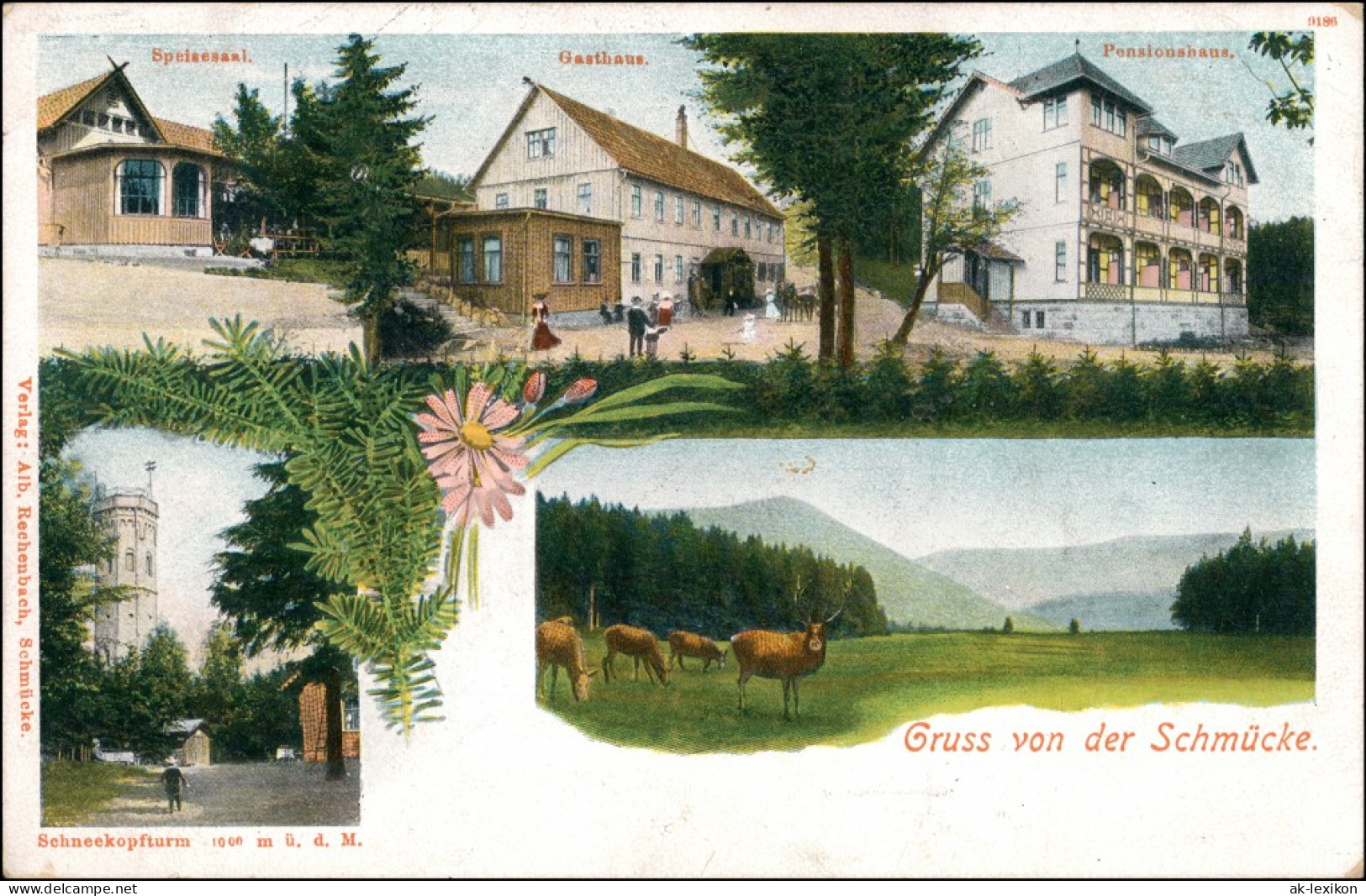 Ansichtskarte Heldrungen MB Schmücke, Turm Pensionshaus, Speisesaal 1909 - Heldrungen