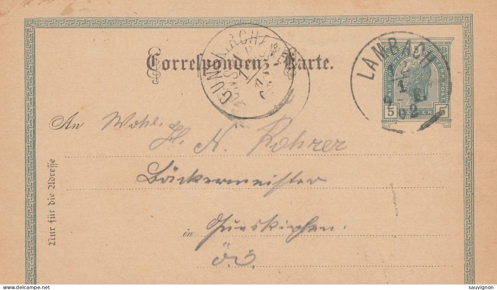 LAMBACH. 3 Postkarten (Ganzsachen) Mit Verschiedenen Lambach-Abstempelungen 1895-1903 - Cartoline