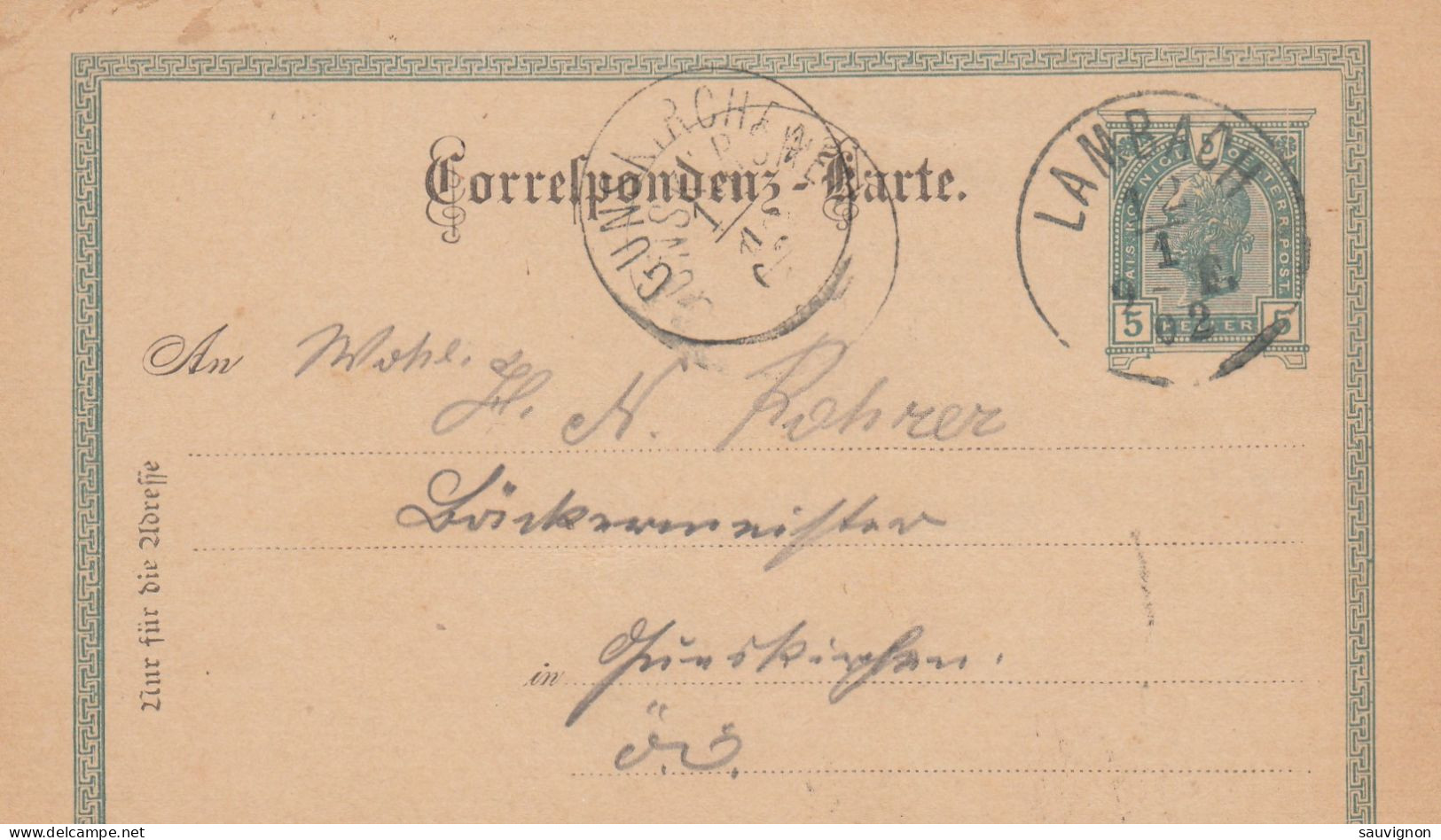 LAMBACH. 3 Postkarten (Ganzsachen) Mit Verschiedenen Lambach-Abstempelungen 1895-1903 - Briefkaarten