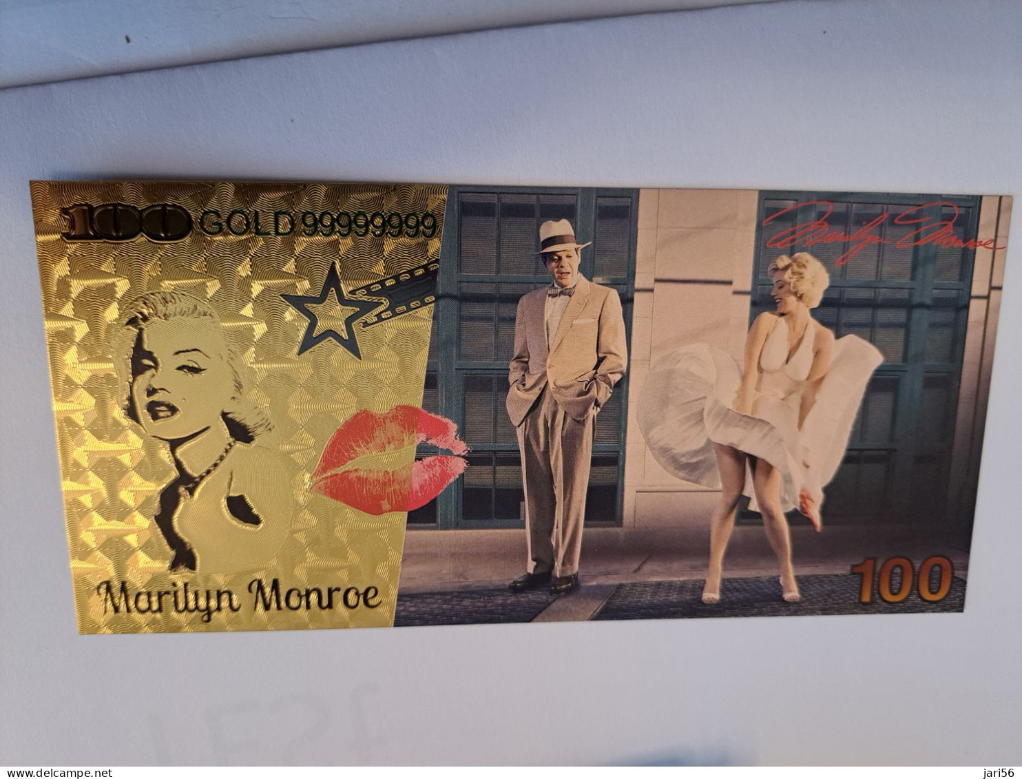 BANKNOTE / GOLDFOIL BILJET / MARILYN MONROE/  $100,- / SOUVENIR BILJET / UNC ** Goldfoil 039 ** - Sonstige & Ohne Zuordnung