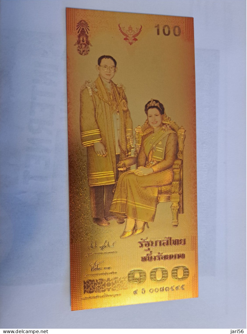 BANKNOTE / GOLDFOIL BILJET / THAILAND/ QUEEN SIKRIT   /  $100,- / SOUVENIR BILJET / UNC ** Goldfoil 044** - Andere & Zonder Classificatie