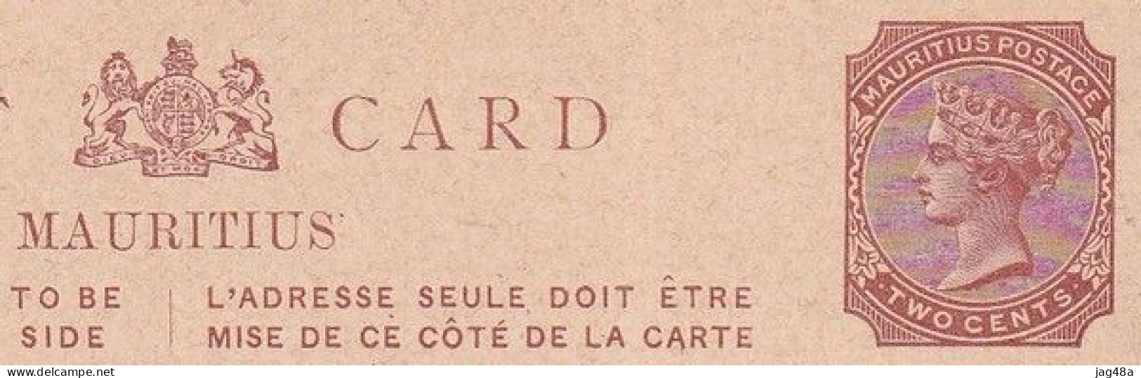 MAURITIUS. 1889/unused Two-cents Postal Stationery Card. - Maurice (...-1967)