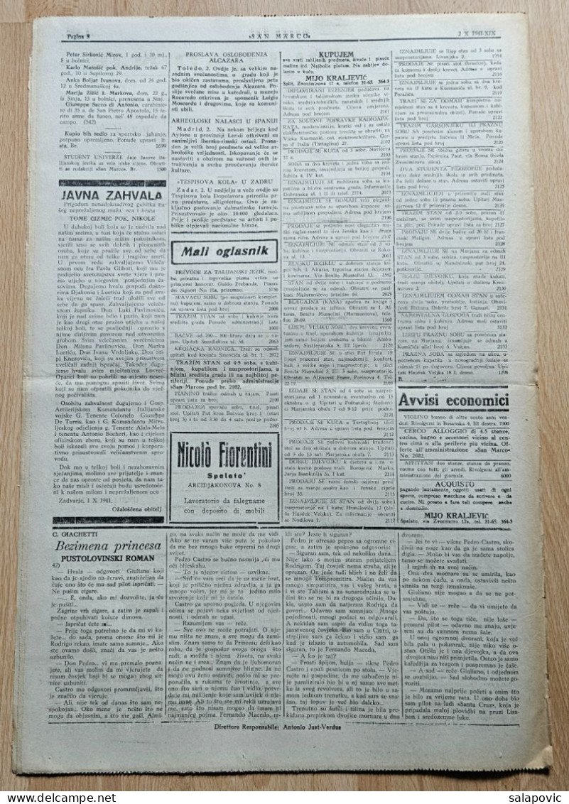 San Marco! 131/1941  Edizione Di Spalato Newspaper Italian Occupation Of Split - Autres & Non Classés